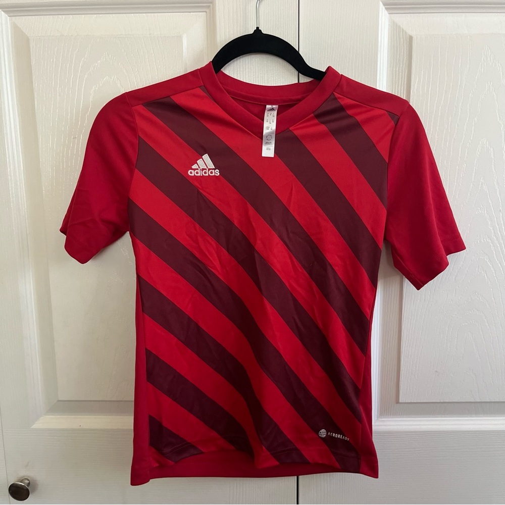 5 for $25! Adidas Kids Red Diagonal Stripe Jersey